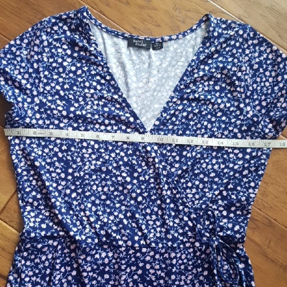 Rebel Sugar Women's Dark Blue and White Flower Faux Wrap Dress Size XL - Picture 7 of 13